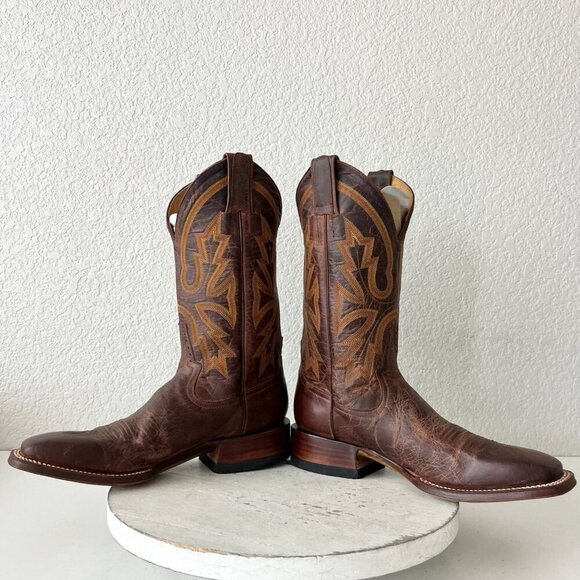 Rod Patrick Mens Cowboy Boots 8AA Brown Leather Western Square Toe 11" Shaft - Picture 7 of 10